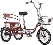 Adult Tricycle 16inch Single Speed 3 Wheel Bikes for Shopping Storage Basket Back Seat for Women Men Picnics Exercise Recreation, Tricycle
