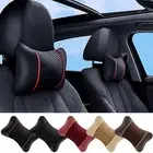 2x Car Seat Head Neck Rest PU Leather Support Cushion Pad HeadRest Bone Pillow