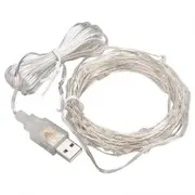 ZDM 10M USB 100-LED String Light DC5V- Transparent Cold white