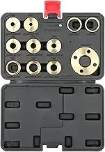 Brass Template Router Guides Kit, 11Pcs/Set Rugged Durability Template Guide Bushing Set, Router Accessory With Lock Nut Adapter Storage Case, for Cut‑Out Work, Dovetailing, Hinge Routing