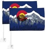 2 Pack Colorado Mountain Car Flag 12 X 18 inch Double Side Colorado Sign Car Window Flags