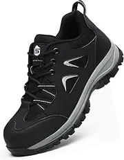 [ISOOUS] Steel Toe Shoes for Men Women Safety Composite Toe Sneakers Lightweight Comfortable Non Slip Resistant Work Shoes for Men Utility Indestructible Industrial Construction