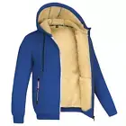 Unisex Winter Warm Zip-Up Hoodie Lamb Wool Plush Jacket with Pockets Casual Coat