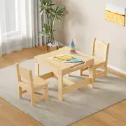 Solid Pine Wood Toddler Table and Chair Set, 60X60Cm, Height 48Cm, 2 Chairs - Mu