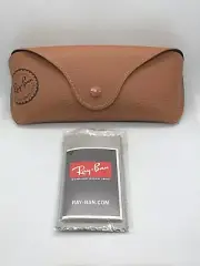 Ray Ban Sunglasses Glasses Case & Cleaning Cloth Luxottica Pebbled Brown New