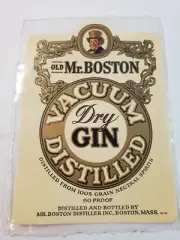 OLD MR BOSTON DRY GIN SPIRITS LABEL NOS SEALED