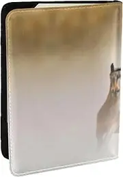 [EdWal] Horses Print Passport Cover with Credit Card Holder Leather Passport Case, for Women Men Family ID Travel, Black, One Size