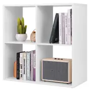 Costway 4-Tier Storage Bookshelf Open Display Shelf Book Cabinet Cubes Anti-Scratching Organizer Home Office Furniture White