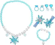 [SAFIGLE] 1Set Snowflake Jewelry Necklace Bracelet Clip Earrings Ring Friendly Party Favor Accessories for Birthdays Special Occasions