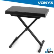 Vonyx KBB10 Comfortable Keyboard Bench with 3 Adjustable Heights - Black Leather