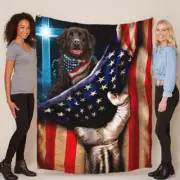 American Water Spaniel Dog Patriotic Flag USA Blanket Christmas Gift Dogs Lover