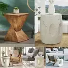 Chic Modern Outdoor Weight Concrete Side Table Garden Stool Patio MgO End Tables