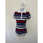 「 二手衣 」 TOMMY HILFIGER 女版短袖條紋POLO衫 XS號（藍白紅）97