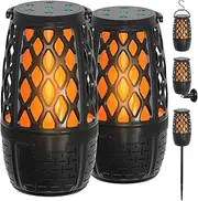 2 Pack LED Flame Outdoor Bluetooth Speaker, Unique Gifts for Men, IPX7 Waterproof Tiki Torch Atmosphere Flame Speaker for Party Patio Garden, Outdoor Speakers with Stake, Hook, Wall Mount (2 Pack)