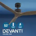 Devanti 52'' Ceiling Fan AC Motor 3 Wooden Blades Without Light Remote Timer