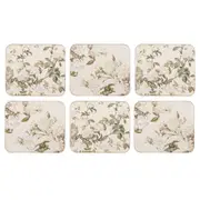 6PK Ashdene Elegant Rose 11cm Hardboard/Cork Coaster Square Mat Tableware Cream