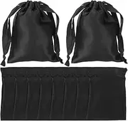 [Angoily] 10pcs Travel Makeup Kit Convenient Satin Bag Satin Drawstring Bag Toiletry Organizer Black Candy Jewelry Packing Satin Drawstring Bags Present Bags The Silk Portable Gem
