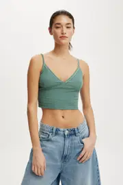 [Cotton On Women] Cotton On Women - Hailey V Neck Cami - Cloudy jade/contrast S CLOUDY JADE/CONTRAST