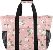 [sanluoli] Tote Collapsable Beach Bag Tote Sandproof Canvas Laundry Bag Travel, Pink Fresh Crushed Flower, 1 size