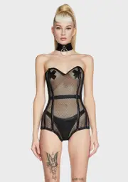 [Daisy Corsets] Top Drawer Fishnet Corseted Bodysuit