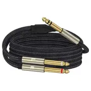 1/4 inch TRS Stereo Y-Splitter Insert Cable, 1/4 Inch Male Jack to Dual
