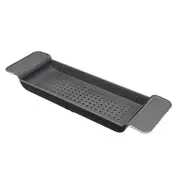 Extendable Bath Tub Drain Shelf Caddy Rack Shower Holder - BLACK