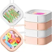 Kathfly 4 Pcs Hair Tie Organizer Portable Hair Accessory Storage Containers Stackable Hair Tie Holder Bobby Pin Holder Cotton Swab Dispenser Hair Accessories Organizer Box (Pink, White)
