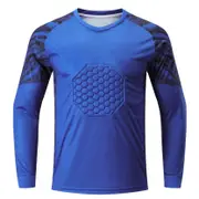 Kids Boys Soccer Goalkeeper Sport Top Long Sleeve Protective Sponge Pads Goalie Jersey Top Football Basketball Game Training Top blue 11-12 Years