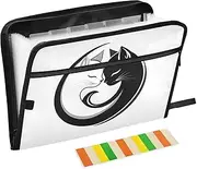 Quteprint 13 Pockets Expanding File Folder with Zipper Closure, Black and White Cats Accordion File Folder with Sticky Labels, Letter Size A4 Papers Expandable File Document Organizer