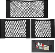 3 Pieces Car Boot Net Strong Elasticity Net Boot Net Bag Car Luggage Net Stretched Elastic Edge Holds Loads Fixed Car Storage Net Universal for Universal Car SUV Made of Nylo