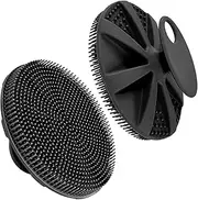 BHOGAL Soft Silicone Body Scrubber Shower Brush Handheld Cleansing Skin Exfoliating Brush (black)