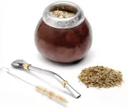Handmade Natural Mate Gourd Set Original Cup Bombilla Yerba Straw Dark Brown