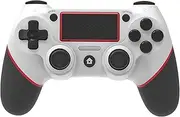 Wireless Controller Gamepad for PS4/PS4 Slim/PS4 Pro with USB Charge Cable with Vibration, Clickable Touchpad, Audio Function, Light Bar and Anti-Slip (White Red)
