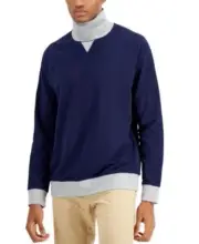 Club Room Men's Turtleneck Fleece Sweatshirt in Navy Blue-Size Small