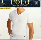 3 POLO RALPH LAUREN MENS COTTON BLACK V-NECK T-SHIRTS UNDERSHIRTS S M L XL XXL