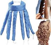 WINOK Heatless Hair Curler, Heatless Curls Silk Ribbon Rod For Overnight, Design Heatless Hair Clips, No Heat Wave Hair Curlers Rollers Styling Tools For Long Medium Hair (Blue)