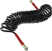 X AUTOHAUX 25 Circle Air Brake Hose Oil Cooler Coiled Short Tail Line Brake Coil Cable for Trucks Tractors Assembly with M22x1.5 NPT Fitting Black 24.5 ft