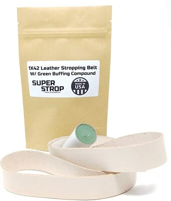 1X42 Inch Leather Honing Belt Super Strop with Green Compound