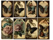 8 PCs butterfly Tags Junk Journal Scrapbook USA Seller