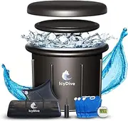IcyDive 17-Piece Portable Ice Bath Tub for Adults - 99 Gal 5-Layer Cold Plunge Tub with Water Chiller Included & Thermometer, Inflatable Ice Bath Tub w/ 400L Capacity, Athletes Indoor/Outdoor Recovery
