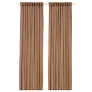 DYTÅG curtains, 1 pair, dark beige/with heading tape, 145x250 cm