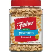 Fisher Snack Sea Salt Dry Roasted Peanuts, 36 Ounces, No Artificial Colors or...