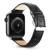 Genuine Leather Wristband For Apple Watch Series 8 /7 /SE /6 /5 /4 /3 /2 /1 Ultra Replacement Wrist Band 38mm 40mm 41mm - Black