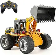 POCO DIVO 9CH Alloy RC Front Loader 1/18, Wheel Bulldozer 4WD Construction Vehicle Model, Metal Shovel Cabin, 2.4G Radio Control Truck Play Excavator, Lights Toy Engine, Kid Boy Gift Adult Collection