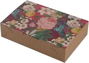 AIMALL 25 PCS Moon Cake Cookie Packaging Box Kraft Paper Square Box Blister Packaging for Nougat Pastry West Point Cookies with Floral Design