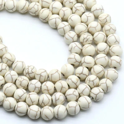 White Howlite 8MM Beads Natural 15" (+/- 44) Beads per strand B-54