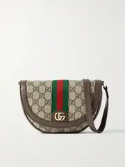 [Gucci] Gucci - Ophidia Leather-trimmed Printed Coated-canvas Shoulder Bag - Beige - One size One size Neutrals