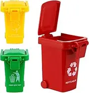 Tiny Recycle Bin for Desk,Curbside Trash Recycle Can - Unique Creative Desk Organizer with Lid & Wheels for Car, Home, Desktop