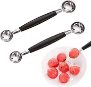 2 Pieces Double-Sided Hollow Out Spoon, Ball Shaper, Melon Melon Cutter, Stainless Steel Ice Cream Scoop Set, Melon Spoon Melon Ball Cutter, Balls Small Melon Baller for Vegetables Fruit