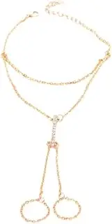 [Generic] 1 Pcs Bohemian Rhinestone Anklet with Toe Ring Summer Beach Wedding Crystal Barefoot Sandals Boho Ankle Bracelet for Women and Girls